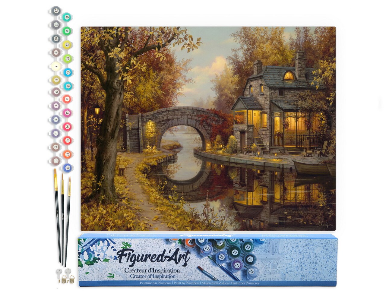 Figured'Art Paint by Numbers for Adults Retirement and tranquility 16"x20" - Craft Art Painting DIY Kit Rolled Canvas without frame